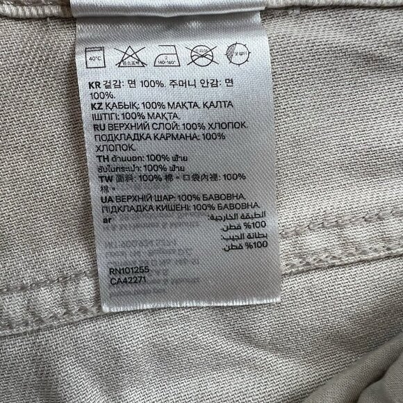 H&M Beige 100% Cotton Mom Jeans High Rise Straight Leg Cuffed Hem US 10 - Picture 6 of 10